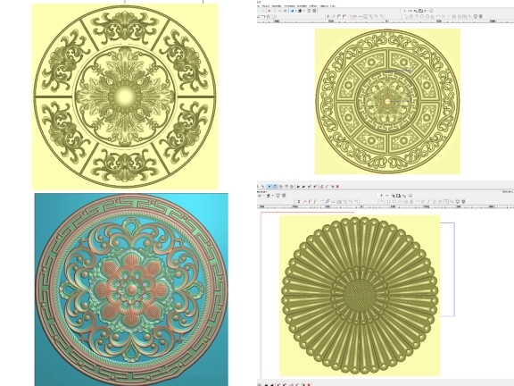 Bộ sưu tập 4 mẫu mâm trần jdpaint CNC đầy đủ chi tiết cắt ghép