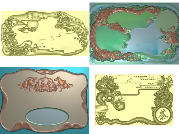 Bộ sưu tập 5 mẫu Khay trà CNC thiết kế jdpaint