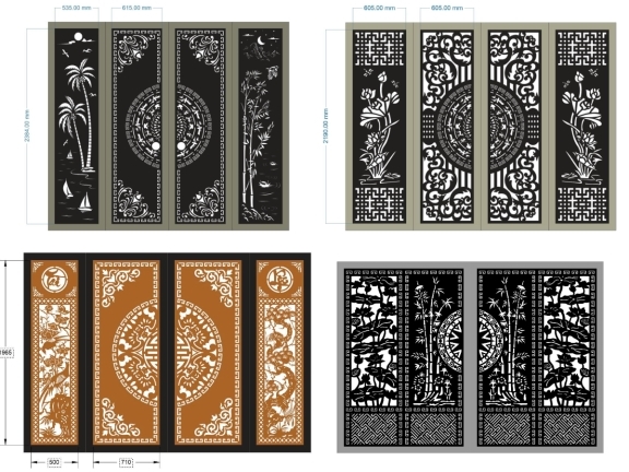 Bộ Sưu Tập Cổng 4 Cánh Sen - Trúc Sang Trọng