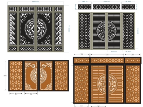 BST 10 mẫu cổng 4 cánh trống đồng