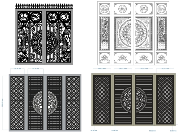 BST 6 mẫu cổng 4 cánh trống đồng