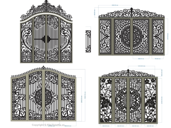 Bộ sưu tập 10 mẫu Cổng 4 cánh có vòm tuyệt đẹp