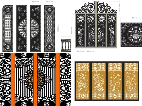 Tải ngay tổng hợp 10 mẫu Cổng 4 cánh phát tài phát lộc cnc