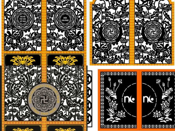 Bộ sưu tập 10 mẫu Cổng hoa sen 2 cánh file cad