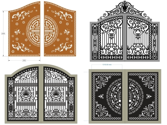 Bộ sưu tập 15 mẫu Cổng 2 cánh cnc file dxf mới nhất