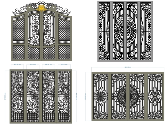 Download bộ 15 mẫu Cổng 4 cánh đơn giản đẹp