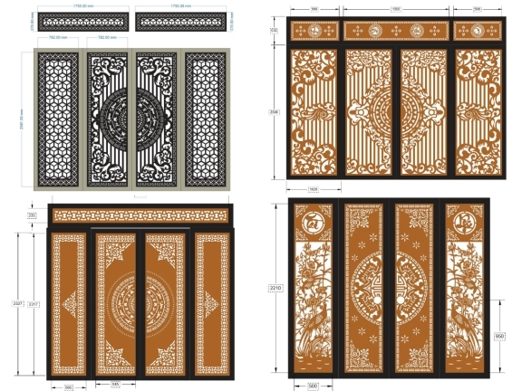 Tổng hợp trọn bộ 15 mẫu Cổng 4 cánh mới nhất file dxf đẹp