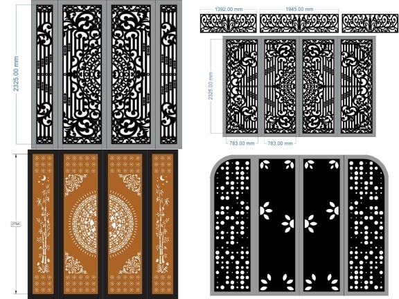 Download BST 15 mẫu Cổng 4 cánh mới thiết kế file dxf