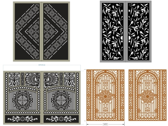 Bộ sưu tập 5 mẫu cổng 2 cánh hoa văn đơn giản CNC