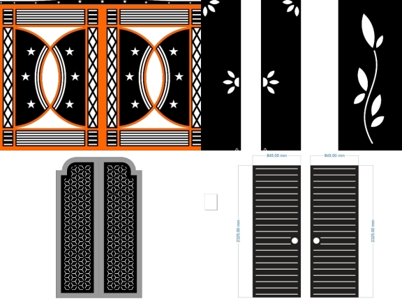 Bộ sưu tập 8 mẫu Cổng 2 cánh thiết kế đơn giản file dxf