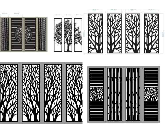 Bộ 5 mẫu cổng 4 cánh họa tiết cây đơn giản nhất