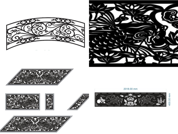 Trọn bộ 5 mẫu lan can cá CNC file DXF hiện đại tinh xảo