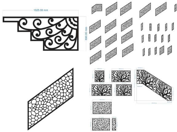 Bộ sưu tập 8 mẫu lan can CNC file DXF chất lượng