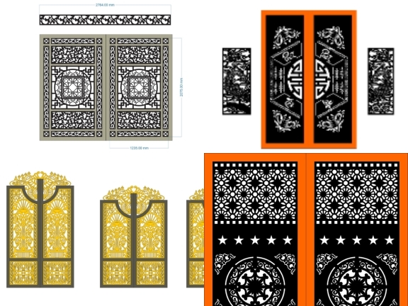 Download trọn bộ 10 mẫu Cổng 2 cánh hoa văn đẹp file dxf