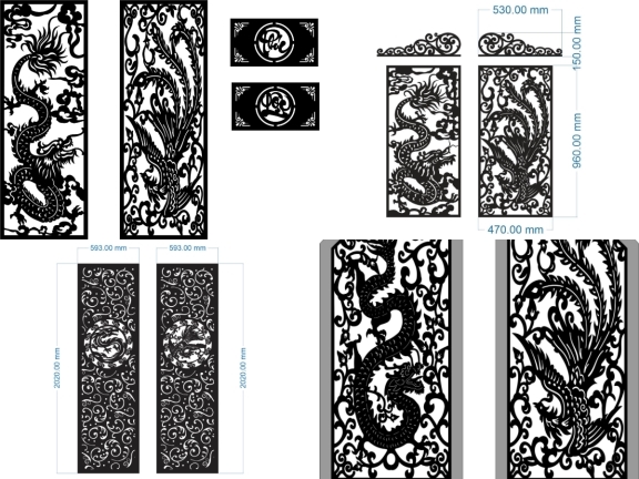 Bộ 10 mẫu Cổng 2 cánh Rồng phượng