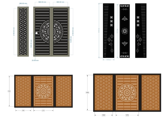 Bộ sưu tập 10 mẫu Cổng 3 cánh file dxf đẹp mắt