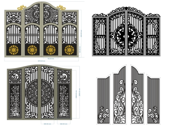 Bộ 10 mẫu Cổng 4 cánh có vòm cnc file cad