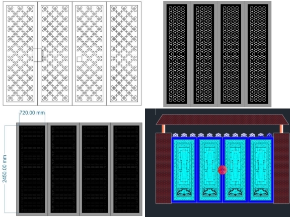 Bộ 10 mẫu Cổng 4 cánh hoa văn đơn giản giá rẻ