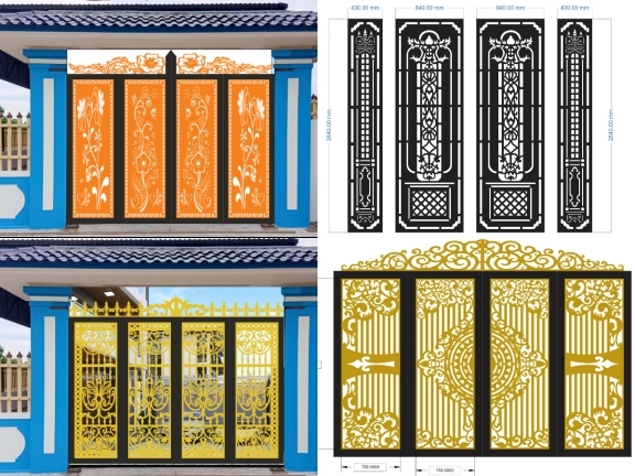 Tổng hợp bộ 5 mẫu Cổng 4 cánh hoa văn hiện đại