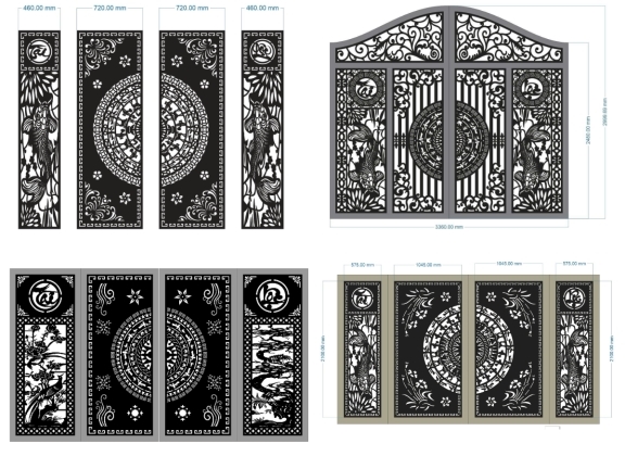 Bộ 5 mẫu cổng 4 cánh tài lộc hot nhất hiện nay