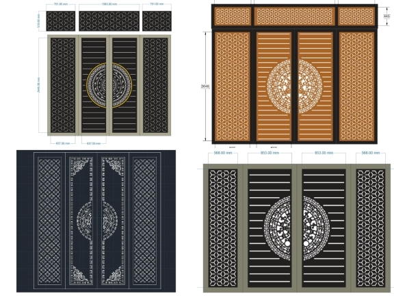 Bộ 10 mẫu Cổng 4 cánh trống đồng bông tuyết mới nhất
