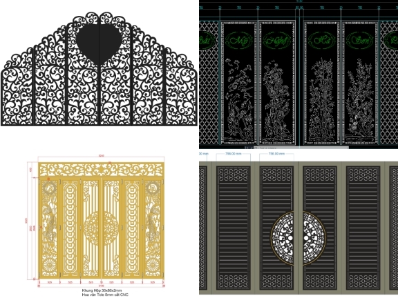 Bộ 10 mẫu Cổng 6 cánh cnc mới nhất file dxf