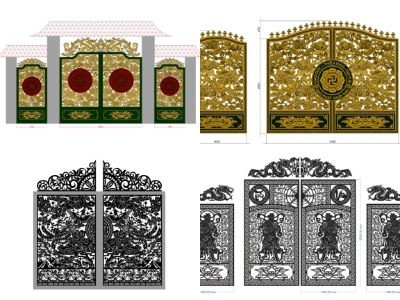 Bộ 5 mẫu Cổng Chùa 2 cánh
