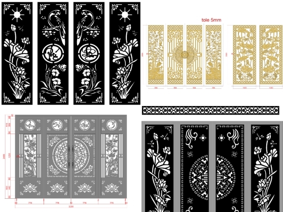 Bộ sưu tập 5 mẫu cổng hoa sen 4 cánh cnc