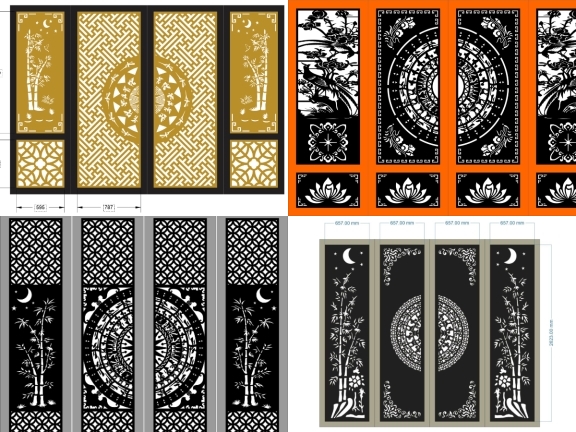 Bộ 10 mẫu cổng trống đồng trúc 4 cánh đẹp nhất