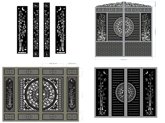 Bộ 10 mẫu Cổng trúc cnc 4 cánh mới nhất