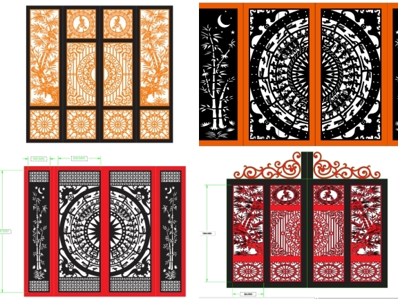Bộ 5 mẫu Cổng trúc cnc file cad giá rẻ