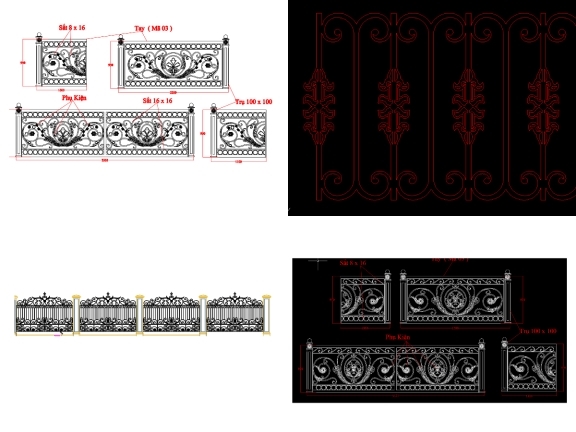 Download bộ 10 mẫu lan can cnc sắt mỹ thuật cad