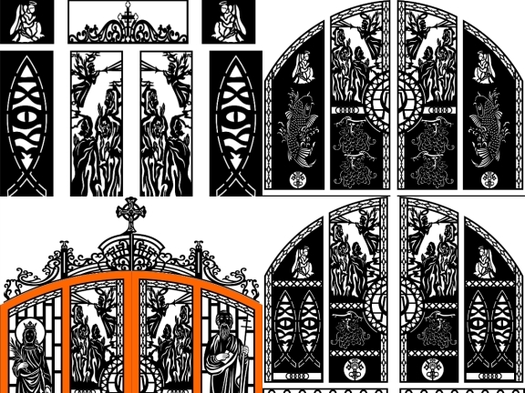 Bộ 5 mẫu Cổng 4 cánh công giáo cnc đẹp mắt