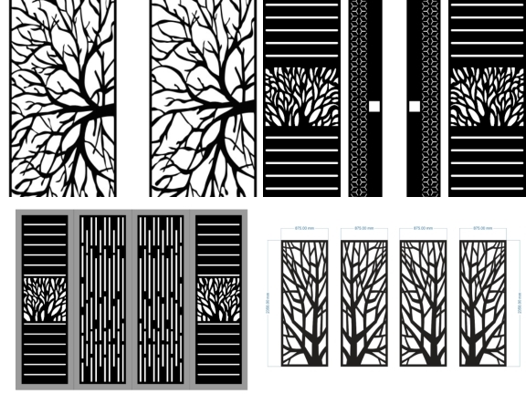 Bộ 5 mẫu Cổng cây 4 cánh mới file dxf