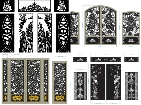 Bộ 5 mẫu cổng chùa 4 cánh đẹp giá rẻ