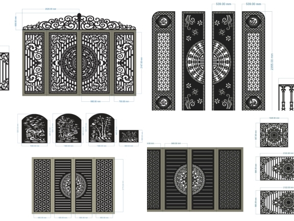 Bộ sưu tập 8 mẫu Cổng 4 cánh kết hợp hàng rào