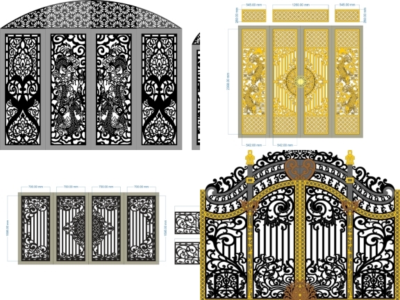 Bộ sưu tập 5 mẫu Cổng 4 cánh file cad đẹp mắt