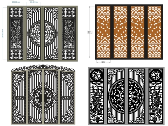 Download tổng hợp 10 mẫu Cổng 4 cánh dxf mới nhất