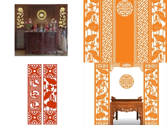 Vách Thờ CNC Hoa Sen Trang Nhã
