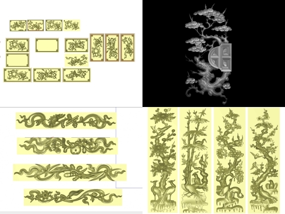 Chia sẻ anh em 14 File CNC tứ quý vẽ Jdpaint