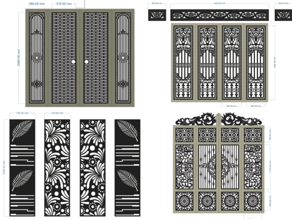 Cổng 4 Cánh Hiện Đại Kết Hợp Nan Dọc Thanh Lịch