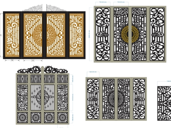 Cổng 4 Cánh Hiện Đại Phối Màu Ấn Tượng