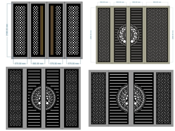 Cổng 4 Cánh Họa Tiết Bông Tuyết Đối Xứng