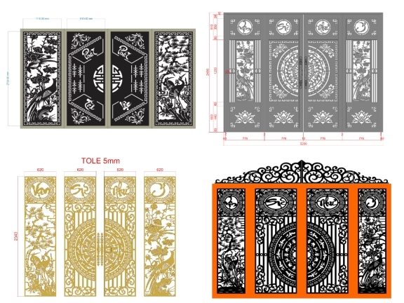 Cổng 4 Cánh Nghệ Thuật Trang Nhã