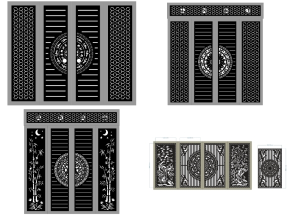 Cổng 4 Cánh Trống Đồng CNC – Hoa Văn Đông Sơn Cân Đối