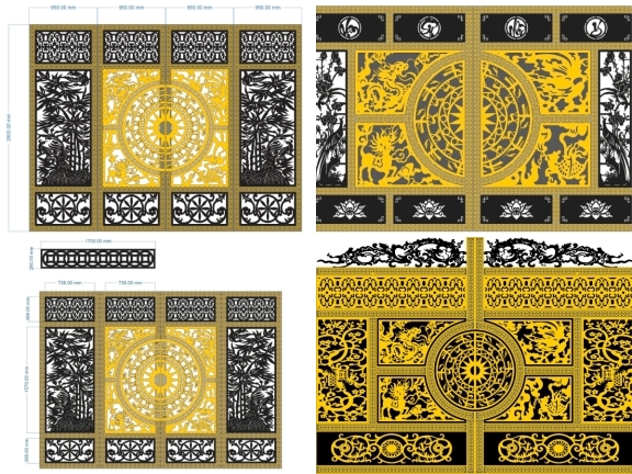 Cổng 4 Cánh Tứ Linh Nhôm Đúc Cao Cấp