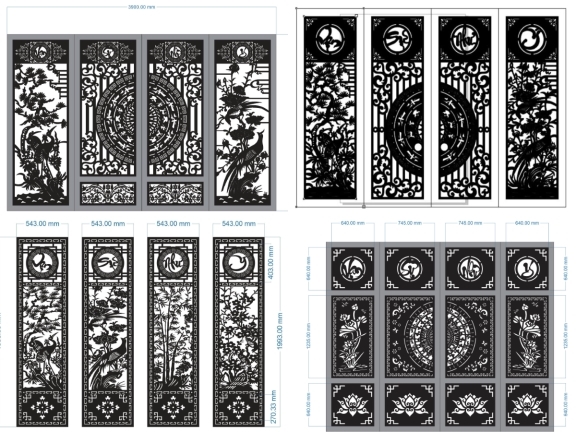 Bản vẽ cổng 4 cánh vạn sự như ý