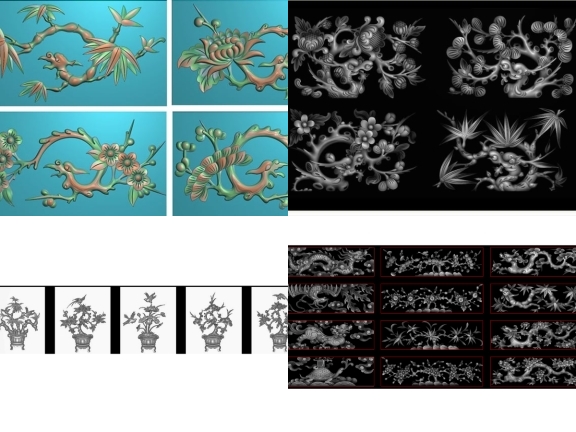 File CNC tứ quý Tùng Cúc Trúc Mai 15 bộ đẹp mắt