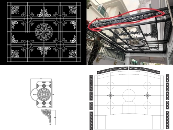 File dxf tổng hợp 6 mẫu Mái kính HOT nhất