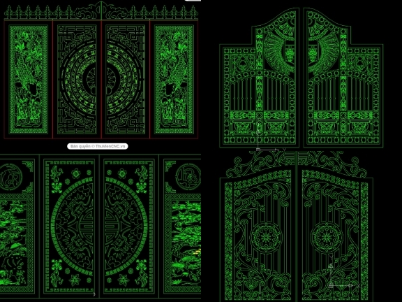 File dxf Trọn bộ thiết kế 6 mẫu Cổng CNC chất lượng nhất